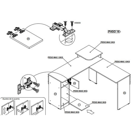 Escritorio en L Wengue 120.9x86.6cm sin Cajones y con Organizador de Libros - Escritorios y Archivadores | Bylmo