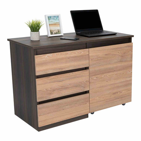 Escritorio Transformable Office Habano 107x73cm Con Tres Cajones - Escritorios | Bylmo