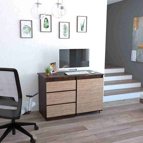 Escritorio Transformable Office Habano 107x73cm Con Tres Cajones - Escritorios | Bylmo