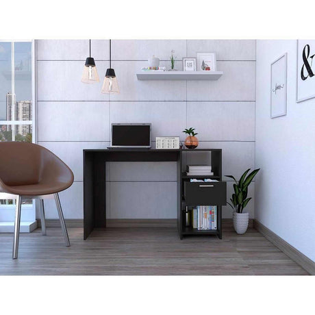 Escritorio Omma Wengue 110 cm con Cajón y Entrepaños - Escritorios y Archivadores | Bylmo