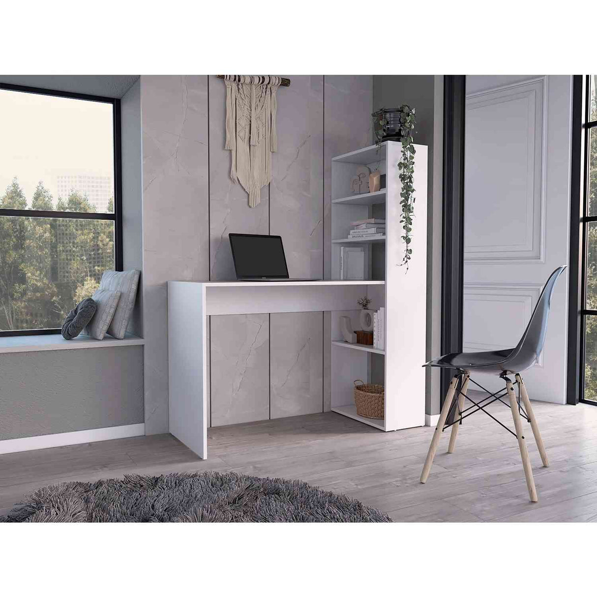 Escritorio Z120 Blanco 120x144cm sin Cajones y con Organizador de Libros - Escritorios | Bylmo