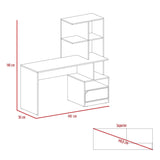Escritorio con Biblioteca Alito Blanco 140x140cm Con Un Cajón y con Organizador de Libros - Escritorios | Bylmo