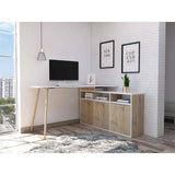 Escritorio en L Singapur Duna y Blanco 130x130cm sin Cajones y con Organizador de Libros - Escritorios | Bylmo