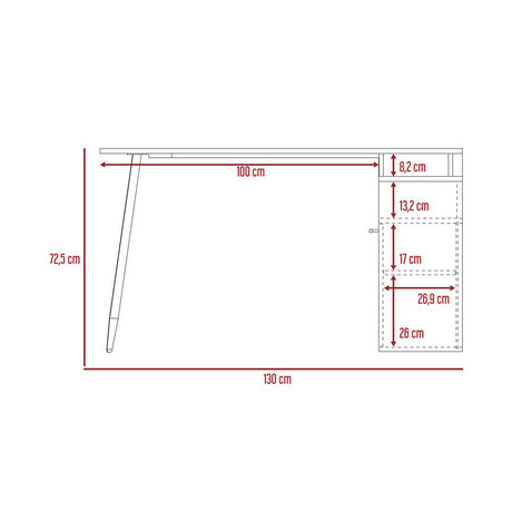 Escritorio en L Singapur Duna y Blanco 130x130cm sin Cajones y con Organizador de Libros - Escritorios | Bylmo