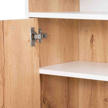 Escritorio en L Singapur Duna y Blanco 130x130cm sin Cajones y con Organizador de Libros - Escritorios | Bylmo