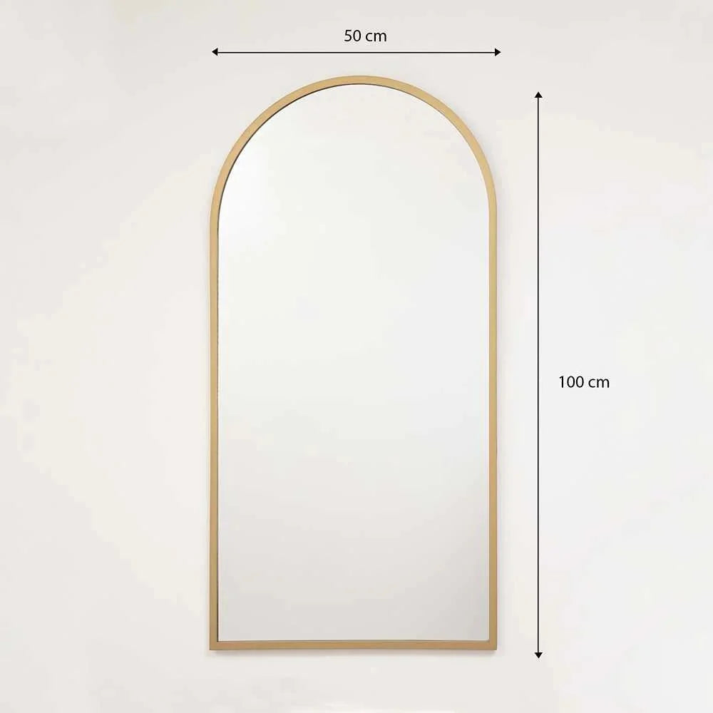 Espejo de Pared Dorado 50x100cm Arco Superior con Marco En Madera