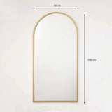 Espejo de Pared Dorado 50x100cm Arco Superior con Marco En Madera