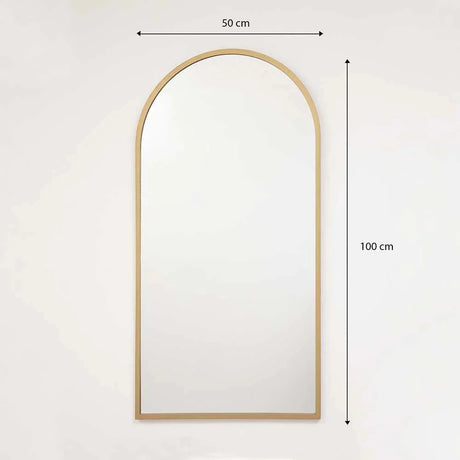 Espejo de Pared Dorado 50x100cm Arco Superior con Marco En Madera