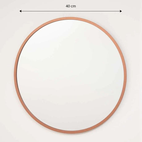 Espejo de Pared Oro Rosa 40x40cm Redondo con Marco En Madera - Espejos Decorativos | Bylmo