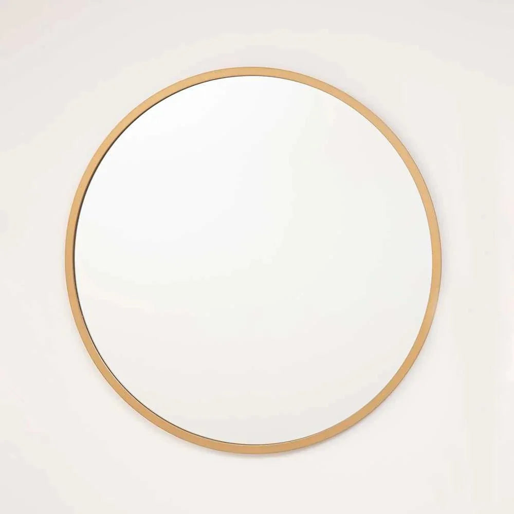 Espejo de Pared Dorado 60x60cm Redondo con Marco En Madera