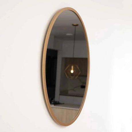 Espejo de Pared Dorado 60x60cm Redondo con Marco En Madera