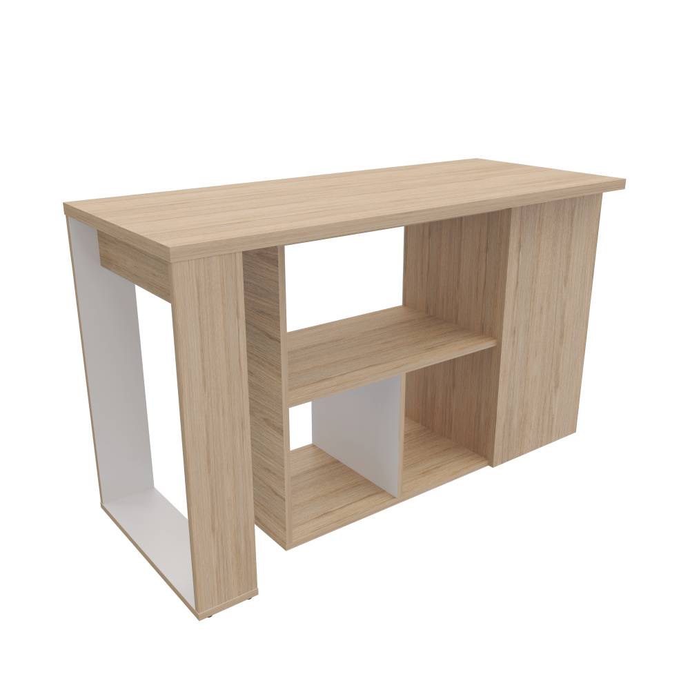 Escritorio en L Quadratta Rovere 126 cm Transformable con Entrepaños - Escritorios y Archivadores | Bylmo