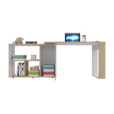 Escritorio en L Quadratta Rovere 126 cm Transformable con Entrepaños - Escritorios y Archivadores | Bylmo
