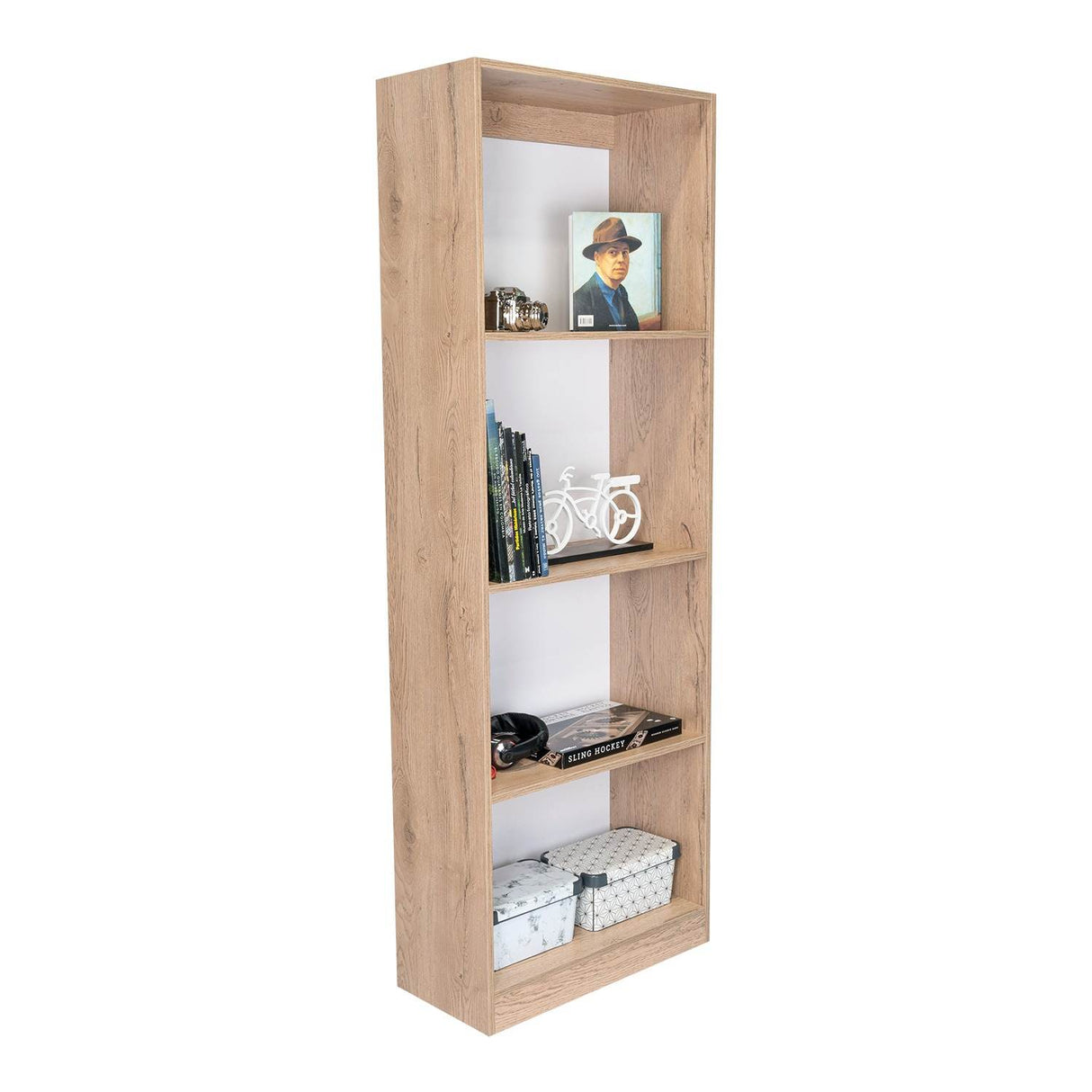 Estantería Home Macadamia 63x181cm con Cuatro Compartimientos - Bibliotecas y Estanterías | Bylmo