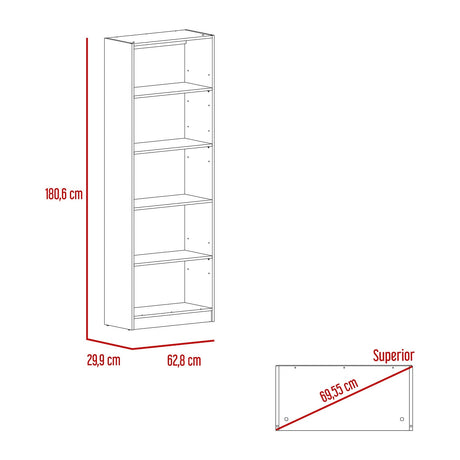 Estantería Home Blanco 62.8x180.6cm con Cinco Compartimientos