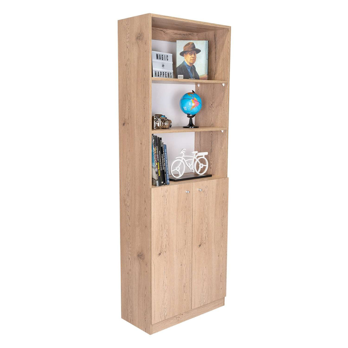 Estantería Home Macadamia 63x181cm con Tres Compartimientos - Bibliotecas y Estanterías | Bylmo