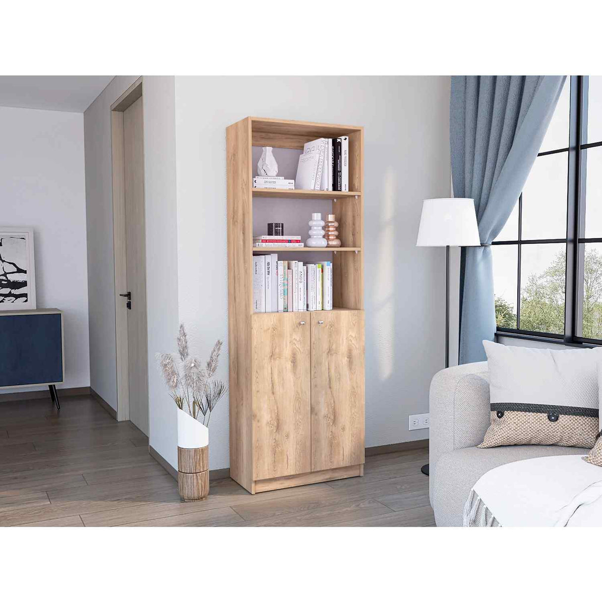 Estantería Home Macadamia 63x181cm con Tres Compartimientos - Bibliotecas y Estanterías | Bylmo