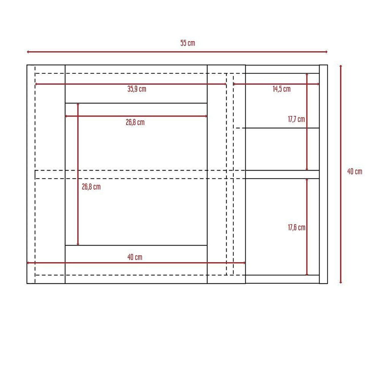 Gabinete de Baño Cairo Rovere 55x40cm Cuadrado con Espejo y con Dos Entrepaños - Gabinetes | Bylmo