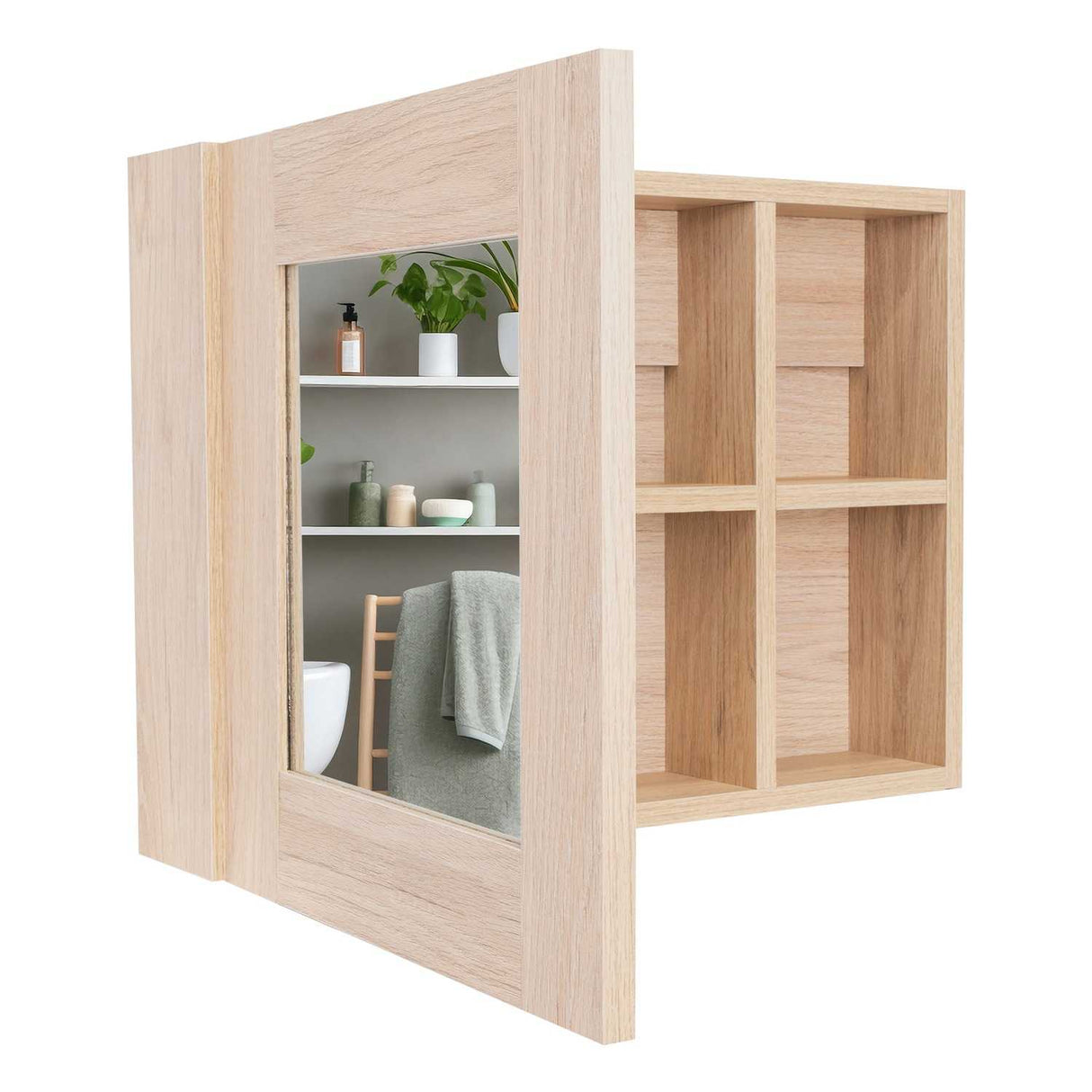 Gabinete de Baño Cairo Rovere 55x40cm Cuadrado con Espejo y con Dos Entrepaños - Gabinetes | Bylmo