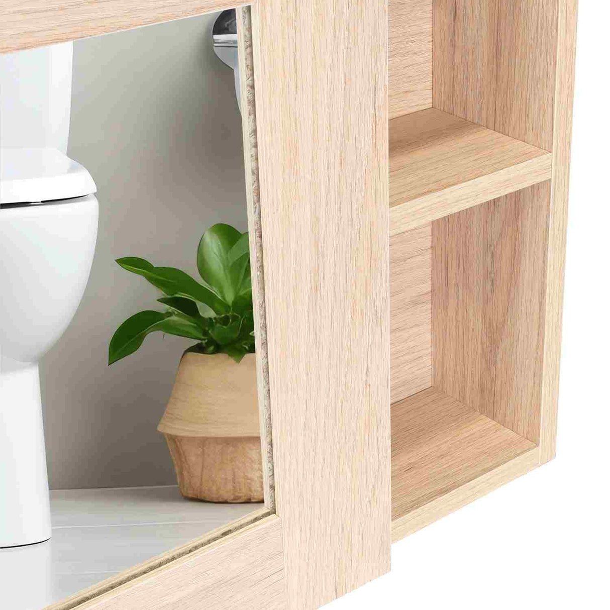 Gabinete de Baño Cairo Rovere 55x40cm Cuadrado con Espejo y con Dos Entrepaños - Gabinetes | Bylmo