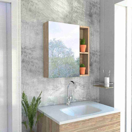 Gabinete de Baño Labelle Miel 45x49.7cm Cuadrado con Espejo y con Tres Entrepaños - Gabinetes | Bylmo