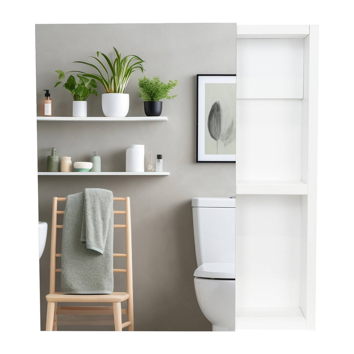 Gabinete de Baño Manchester Blanco 45x49.7cm Cuadrado con Espejo y con Tres Entrepaños - Gabinetes | Bylmo