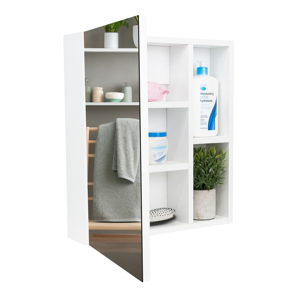 Gabinete de Baño Manchester Blanco 45x49.7cm Cuadrado con Espejo y con Tres Entrepaños - Gabinetes | Bylmo