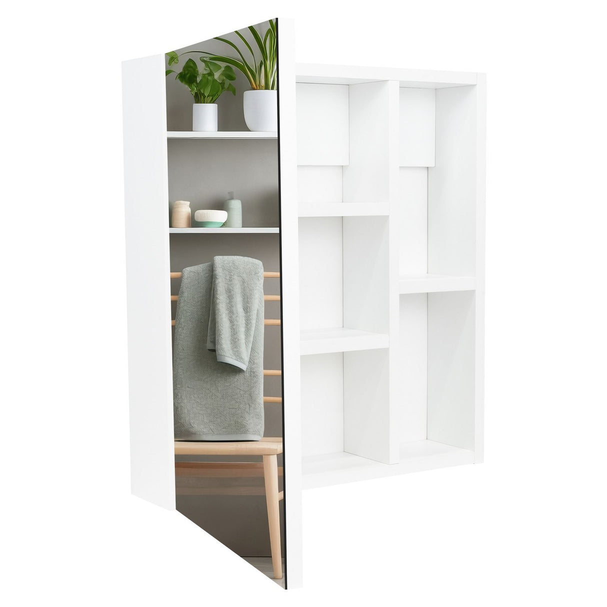 Gabinete de Baño Manchester Blanco 45x49.7cm Cuadrado con Espejo y con Tres Entrepaños - Gabinetes | Bylmo