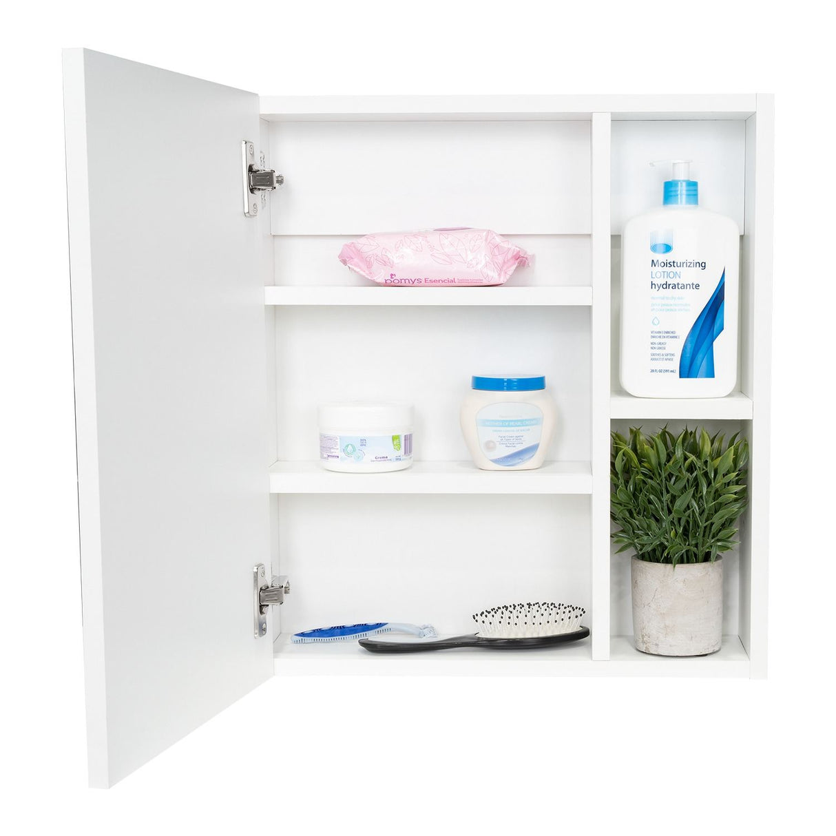 Gabinete de Baño Manchester Blanco 45x49.7cm Cuadrado con Espejo y con Tres Entrepaños - Gabinetes | Bylmo