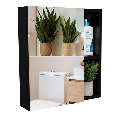 Gabinete de Baño Manchester Wengue 45x49.7cm Cuadrado con Espejo y con Tres Entrepaños - Gabinetes | Bylmo