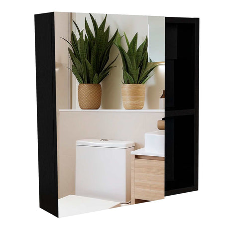Gabinete de Baño Manchester Wengue 45x49.7cm Cuadrado con Espejo y con Tres Entrepaños - Gabinetes | Bylmo