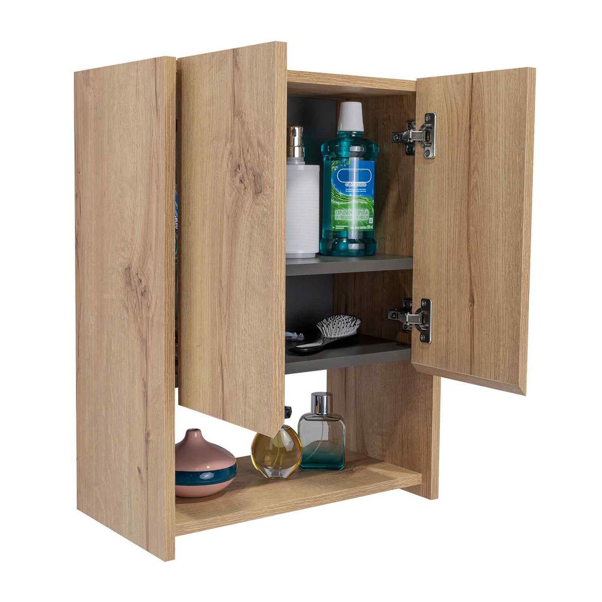 Gabinete de Baño Ventus Duna y Plomo 60x45cm Cuadrado con Dos Entrepaños - Gabinetes | Bylmo