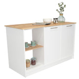 Isla de Cocina Jupiter Blanco y Duna 150x90cm con Tres Entrepaños y con Seis Comportamientos - Cocinas | Bylmo