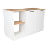 Isla de Cocina Jupiter Blanco y Duna 150x90cm con Tres Entrepaños y con Seis Comportamientos - Cocinas | Bylmo