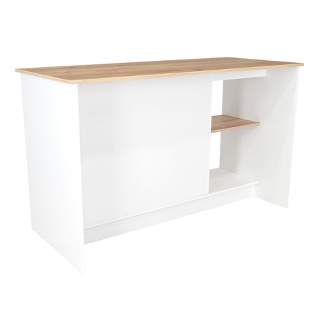 Isla de Cocina Jupiter Blanco y Duna 150x90cm con Tres Entrepaños y con Seis Comportamientos - Cocinas | Bylmo