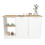 Isla de Cocina Jupiter Blanco y Duna 150x90cm con Tres Entrepaños y con Seis Comportamientos - Cocinas | Bylmo