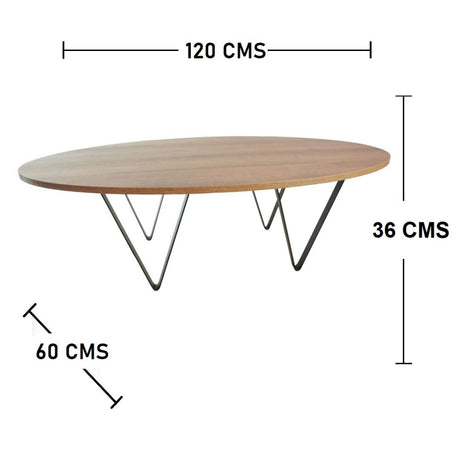 Mesa de Centro Vicotry Amaretto 120x38cm Ovalado Con Patas - Mesas | Bylmo