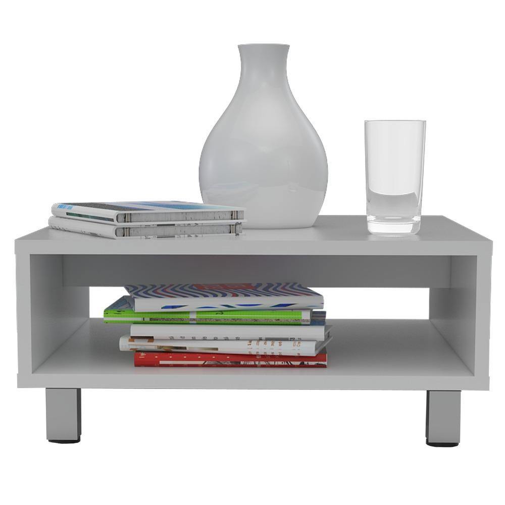 Mesa de Centro Eclipse Blanco 60x26cm Rectangular con Patas y con Compartimientos