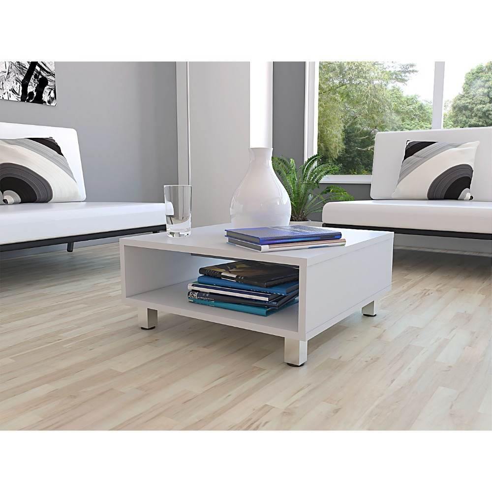 Mesa de Centro Eclipse Blanco 60x26cm Rectangular con Patas y con Compartimientos