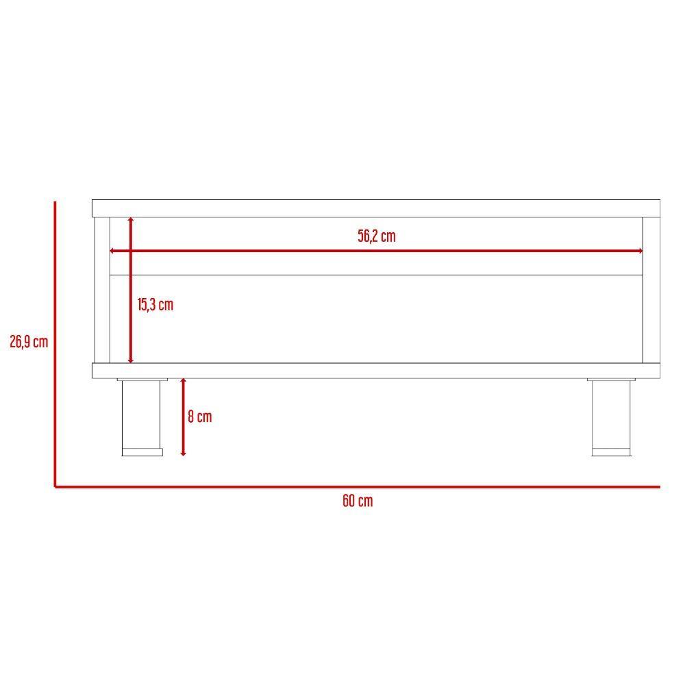 Mesa de Centro Eclipse Blanco 60x26cm Rectangular con Patas y con Compartimientos
