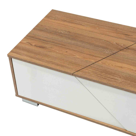 Mesa de Centro Fraktal Blanco y Miel 104.3x36.3cm Rectangular Con Patas - Mesas | Bylmo