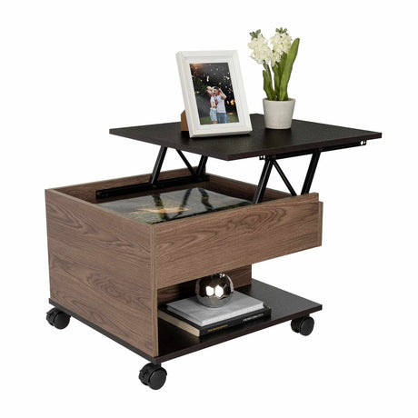 Mesa de Centro Coñac 55x39cm Rectangular Transformable Con Ruedas - Mesas | Bylmo