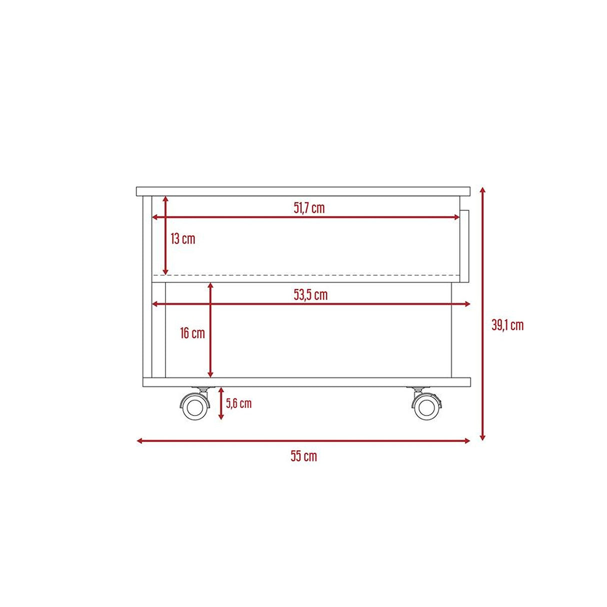 Mesa de Centro Coñac 55x39cm Rectangular Transformable Con Ruedas - Mesas | Bylmo