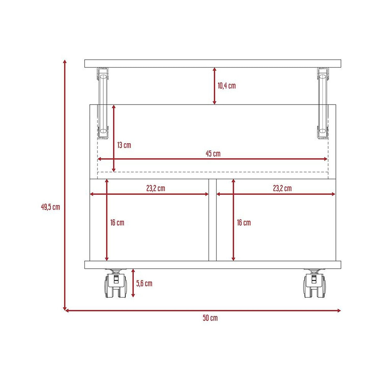 Mesa de Centro Coñac 55x39cm Rectangular Transformable Con Ruedas - Mesas | Bylmo