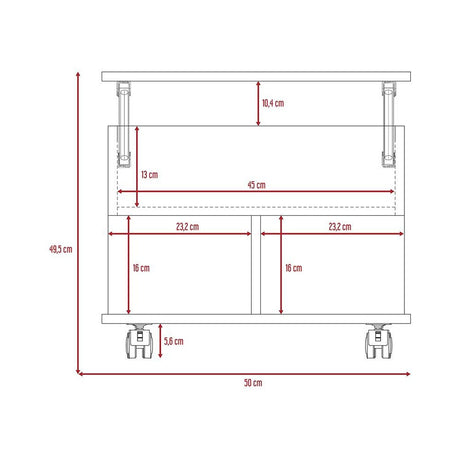 Mesa de Centro Coñac 55x39cm Rectangular Transformable Con Ruedas - Mesas | Bylmo