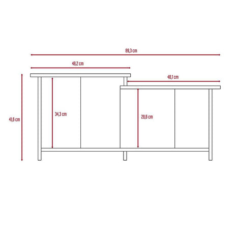 Mesa de Centro Wema Wengue 89.3x41.6cm Rectangular y con Compartimientos