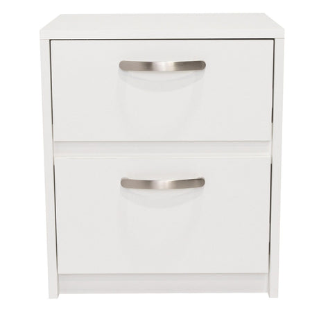 Mesa de Noche Argento Blanco 40x46.5cm con Dos Cajones - Mesas de Noche | Bylmo