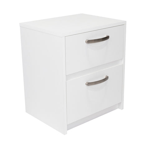 Mesa de Noche Argento Blanco 40x46.5cm con Dos Cajones - Mesas de Noche | Bylmo