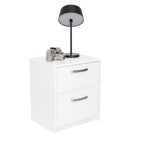 Mesa de Noche Argento Blanco 40x46.5cm con Dos Cajones - Mesas de Noche | Bylmo