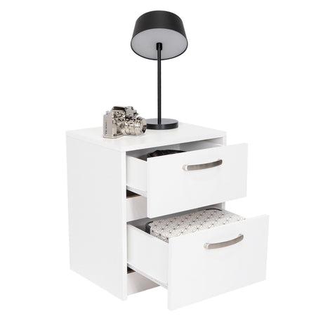 Mesa de Noche Argento Blanco 40x46.5cm con Dos Cajones - Mesas de Noche | Bylmo